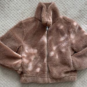 H&M Divided Brown Fuzzy Cropped Jacket Lined size M